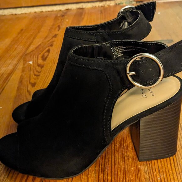 A New Day Black Peep Toe Block Heel Sandals – Size 8.5 - Picture 3 of 5